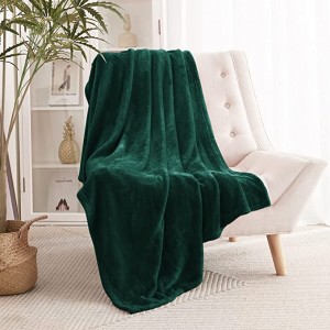 Coperta verde doppia taglia coperta in flanella polare in velluto coperta accogliente coperta da campeggio da viaggio per divano letto, verde cacciatore