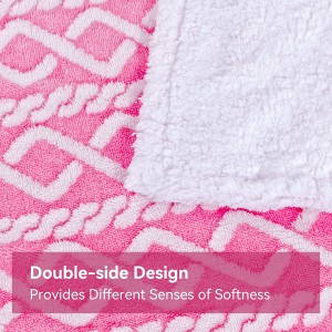 Pink Sherpa tæpper til sofa – 450GSM kationisk farvning tykt varmt blødt fuzzy hyggeligt plys tæppe til sofa, seng, stol og stue