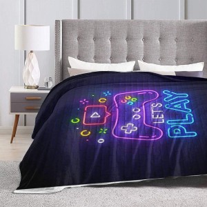 Flannel fleece sengetæpper Letvægts hyggeligt tæppe til sofa Sofa Soveværelse Voksne Børn, Gamepad Meget cool og lyst Gamepad Tema