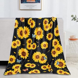 Sunflower Blanket Sunflowers Flannel Throw Blanket pikeun Sofa Sofa Bed Living Room Sunflower Decor Sunflower Gift pikeun Awéwé 50 × 60 inci