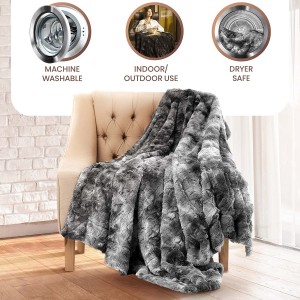 Everlasting Comfort imiteret pels tæppe – blødt, fluffy, fuzzy, plys, tykt, minky plader