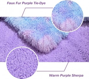 Lilla imiteret pels-tæppe, superblødt varmt vendbart sherpa-fleece-mikrofibertæppe, letvægts, plys, bindefarve Lilla dekorativt tæppe til sofaseng