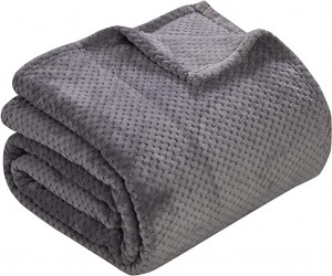 Fleece Sängfilt Grå King Size Filt – Textured Microfiber Mysig plysch lyxfilt