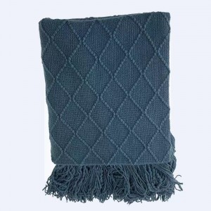 Pure Color Rhombic Fringed Polyester Cashmere Sjalfilt