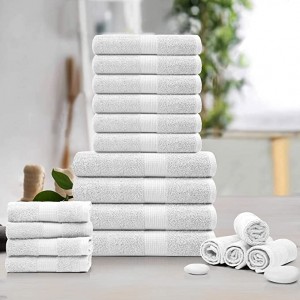 손수건과 수건이 있는 욕실용 고급 흰색 수건 세트 – 프리미엄 호텔 및 스파 품질 – 100% 링 방적 터키면