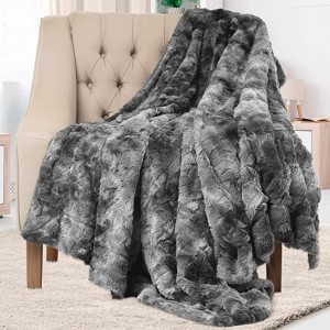 Luksus imiteret pels-tæppe – blødt, luftigt, varmt, hyggeligt, minky, behageligt, plys-tæpper med lang luv til vinter