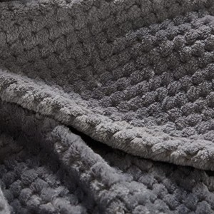 Fleece Bed Blanket မီးခိုးရောင် King Size Blanket - Textured Microfiber Cozy Plush Luxury Blanket