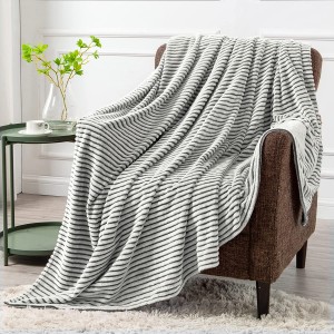 Fleece-deken foar bank - 3D-ribbede jacquard-sêfte en waarme dekorative deken - Gesellich, fuzzy, pluizig, pluche lichtgewicht swart en wite dekens foar bêd, sofa