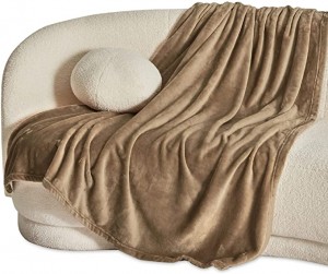 Fleece-teppe-pledd – lysegrå lette tepper for sofa, sofa, seng, camping, reise – Supermykt koselig mikrofiberteppe