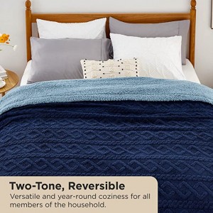 Sherpa Fleece-tæppe Queen Size – Superblødt, hyggeligt tæppe til sengen, vendbart varmt fuzzy tæppe til vinter