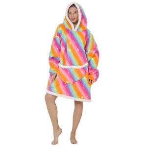 Lazy Blanket Hoodie Konposatua Sherpa Flanela Jertse Kaputxaduna Lazy Kanpoko Pijama epela