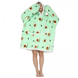 Lazy Blanket Pulover compozit de flanel Sherpa cu glugă Lazy Outdoor Pijamale calde