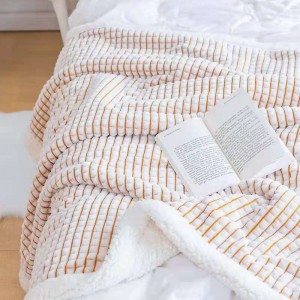 Plaid blanket ڊبل پرت ڪمبل ڪورل fleece آفيس ايئر ڪنڊيشن ڪمبل