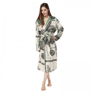 Új tervezésű amerikai dollár mintás nyomott pizsama és meleg flanel fürdőköpeny