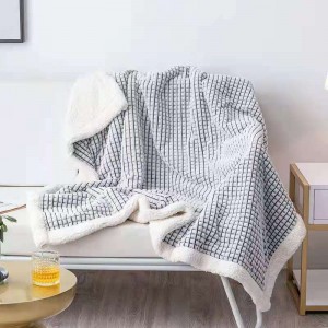 Plaid blanket double layer blanket Coral Fleece office air conditioning blanket