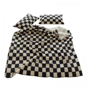 Super soft touch hot intengiso checkerboard uboya pillowcase iflaneli jacquard blanket