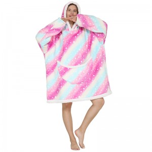 I-Lazy Blanket Hoodie Composite Sherpa Flannel Sweater eneHood Hood Outdoor Pajamas