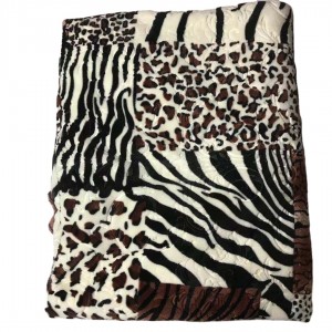 Super artab solidu king size rċeviet leopard print qroll suf flanella blanket