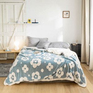 Manta de veludo coral cálida engrosada de dobre capa de estilo nórdico, manta de sofá de veludo de cordeiro, manta de sesta de franela por xunto