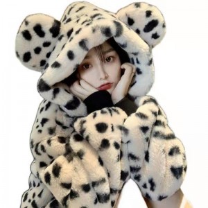 Nyt produkt leopard print karakter super blød vinter kvinder flannel pyjamas