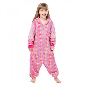 Yapışık yeni stil sevimli çevrimiçi at çocuklar noel pembe uyku pijamaları