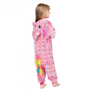 Połączone w nowym stylu śliczne online końskie dziecięce świąteczne różowe piżamy do spania