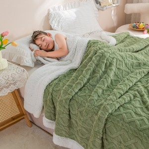 Nauja žakardinė Shaggy Weft Megzta antklodė dviguba stora šerpa antklodė biuro miegui skirta flanelinė maža užtiesala antklodė