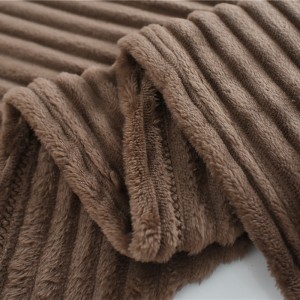 Vinter fortykket koralfleece tæppe højkvalitets flannel ensfarvet stribet tæppe kan tilpasses