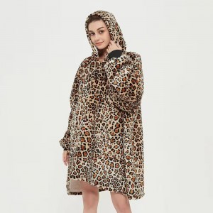 Γυναικείο ύφασμα από 100% πολυεστέρα χειμωνιάτικο φλις Huggle κουβέρτα με κουκούλα πάνω από το μέγεθος που ταιριάζει σε όλα τα παλτό φούτερ