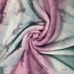 Bronzing tie dye flannel fabric Hot Stamping Two Side Printing No Pilling Soft Polyester Flannel Fleece Fabric ສໍາລັບເຄື່ອງນຸ່ງຫົ່ມ