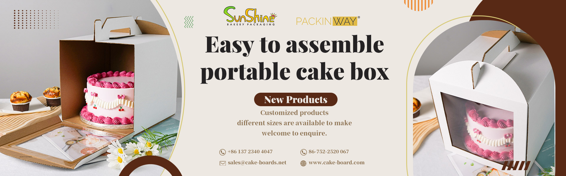 Easy to assemble portable cake box
