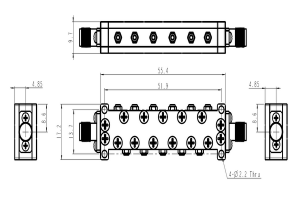 vysokofrekvenčný pásmový filter pre X/K pásmo