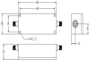 UHF pásmový LC filter prevádzkový @ 440,175 MHz JX-LCF1-440,175-50S