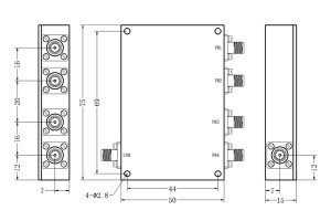 4 Ways Cavity Combiner SMA-F አያያዥ 617-4200ሜኸ ዝቅተኛ የማስገባት ኪሳራ አነስተኛ መጠን JX-LCC4-617M4200M-S40_LC