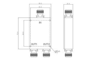Rozdeľovač napájania NF konektor 450-960MHz JX-PD2-450M960M-20N