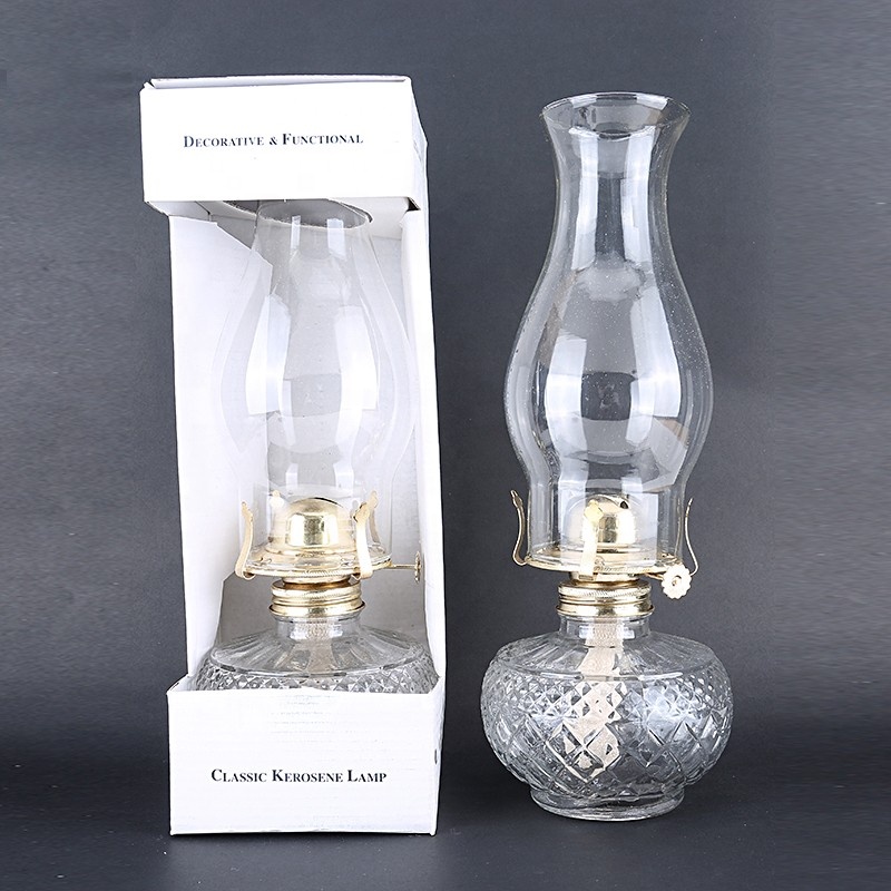 Linlang Hot Sell 21st Diamond Lite Clear Glass Oil Lamp Decorative Oil Lamp