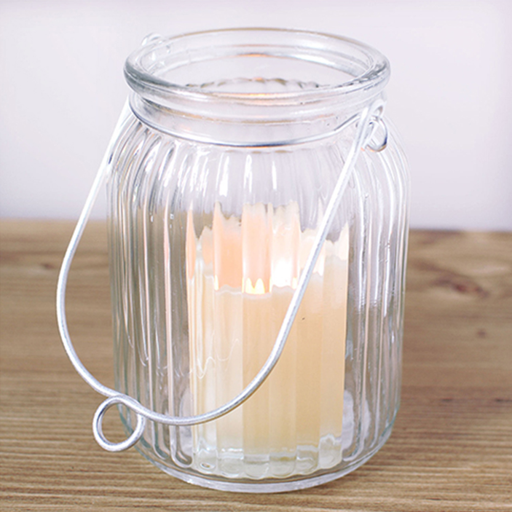 Linlang popular sale ribbed glass candle jar