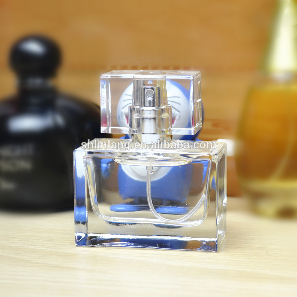 shanghai linlang 30ml rectangular glass perfume spray bottles with cap