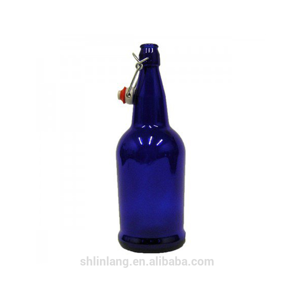 Shanghai linlang Food Grade Blue Material Glass Beer Bottle