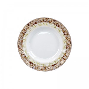Engros brugerdefinerede hvide dekalerede runde Melamin tallerken sæt restaurant retter middag melamin plader