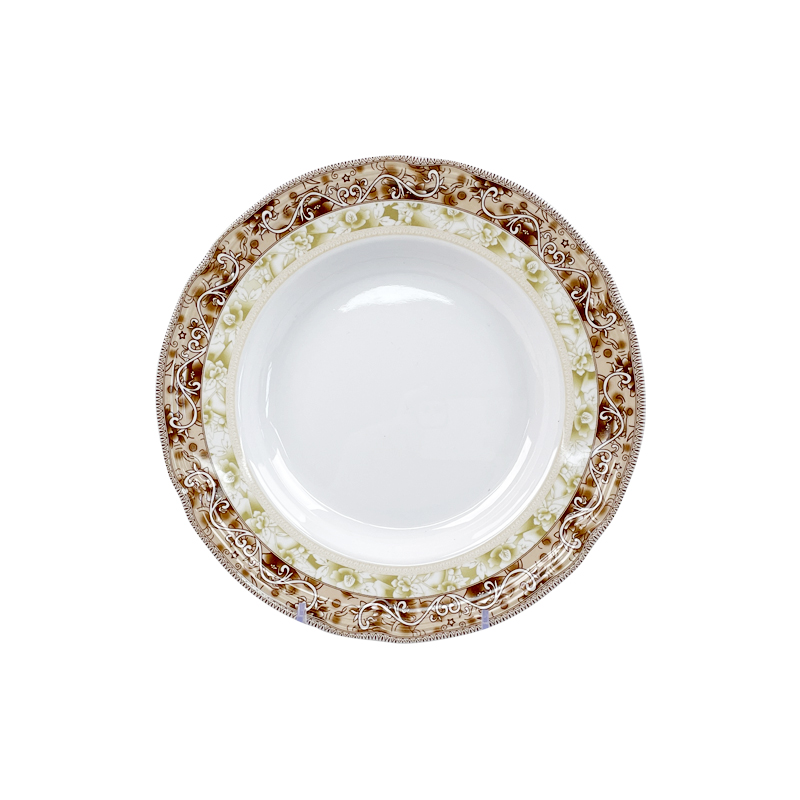 Wholesale custom white decaled round Melamine plate set restaurant dishes dinner melamine plates