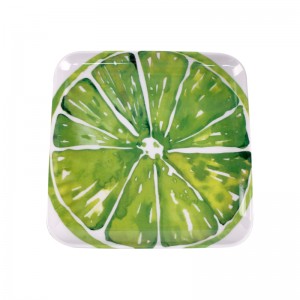 Újrafelhasználható, olcsó ömlesztett gyümölcs citrom dizájn műanyag kemény melamin kerek tányérok