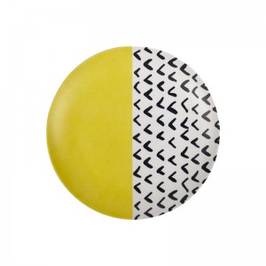Producent Custom Design holdbar voksen plast Hvid gul rund melamin middagstallerken melamin tallerkener