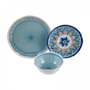 3 peças conjunto de jantar de melamina design marroquino panelas personalizadas talheres de melamina conjunto de louça de melamina