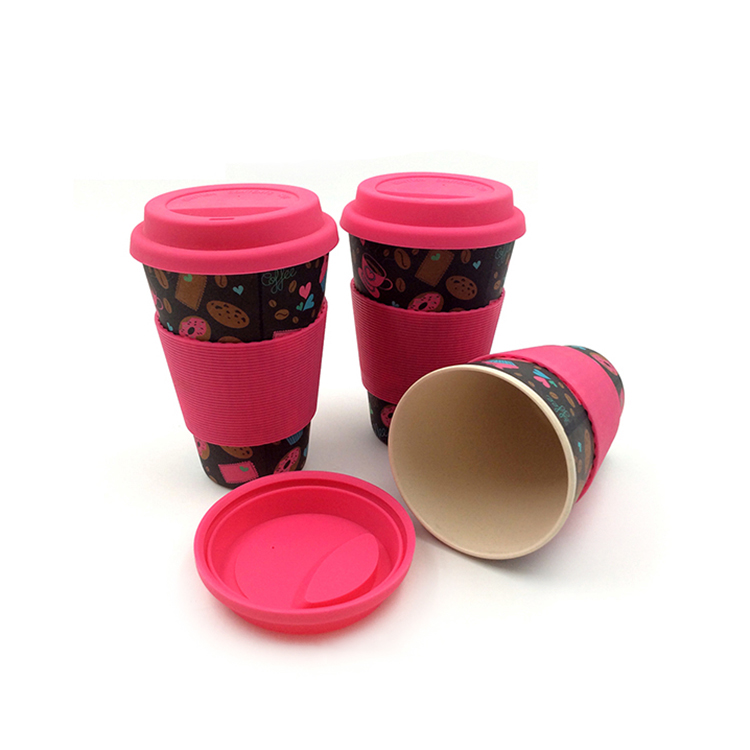 Udržitelný opakovaně použitelný šálek na kávu na cesty 12oz |Hrnek s sebou s víčkem a zátkou na rozlití |Bez plastů a BPA |Přenosný Eco |Bio bambusové vlákno