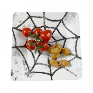 BPA-fri beautyskull halloween design firkantet form stor størrelse mad serverings ware melamin serveringsfad