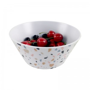 OEM-maßgeschneiderte Melamin-Rührschüsseln Nordic Decorative Terrazzo Fruit Bowl Cake Cooking Baking Bowl
