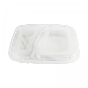 Lancheira descartável de plástico transparente de 3 compartimentos/recipiente de comida para viagem