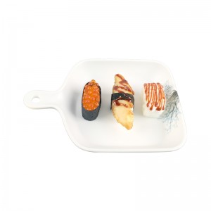Bandeja de comida retangular impressa personalizada em melamina para restaurante com alça