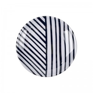 Bestwares 멜라민 플레이트 제조업체 아름다운 흑백 줄무늬 멜라민 플레이트 6/8 인치 디너 플레이트